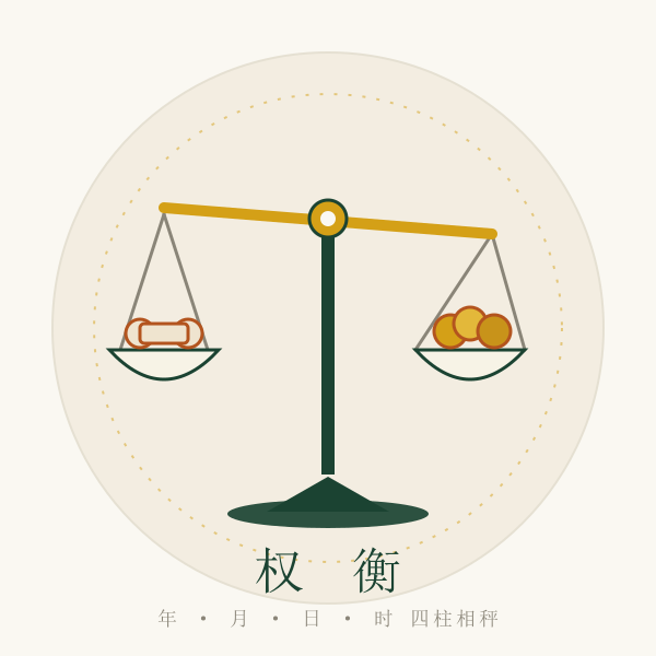 称骨天平与骨重意象插画