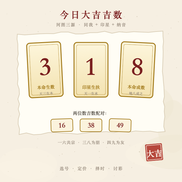 今日大吉吉数数牌