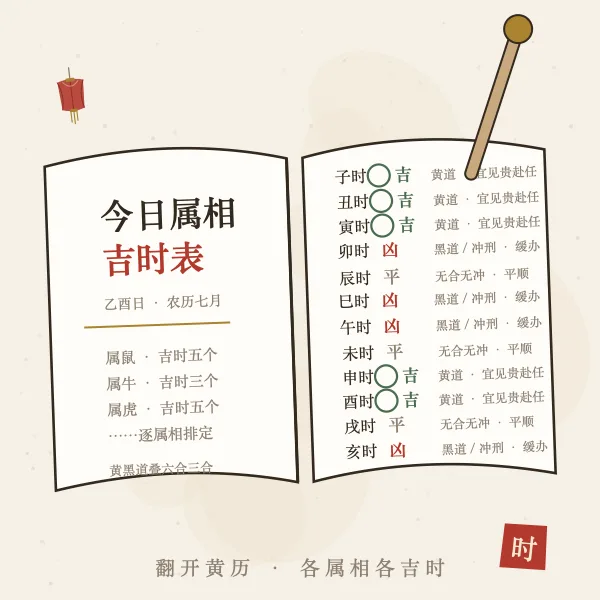 今日属相吉时黄历翻查图解