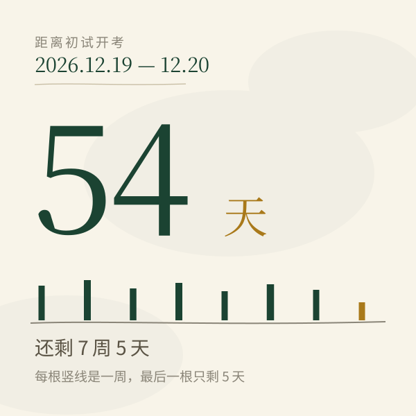 距 2027 考研初试剩余 54 天，折合 7 周 5 天
