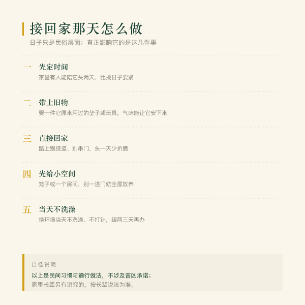 接宠物回家当天的通行做法