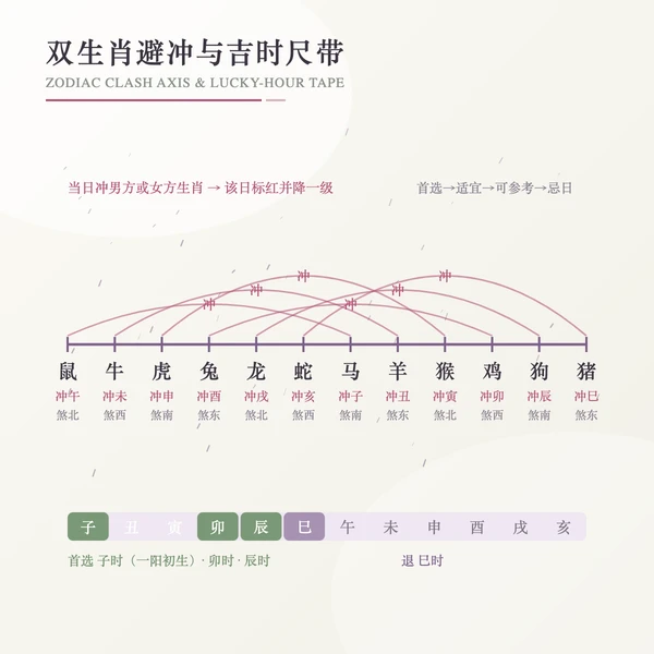 双生肖避冲盘与吉时尺带