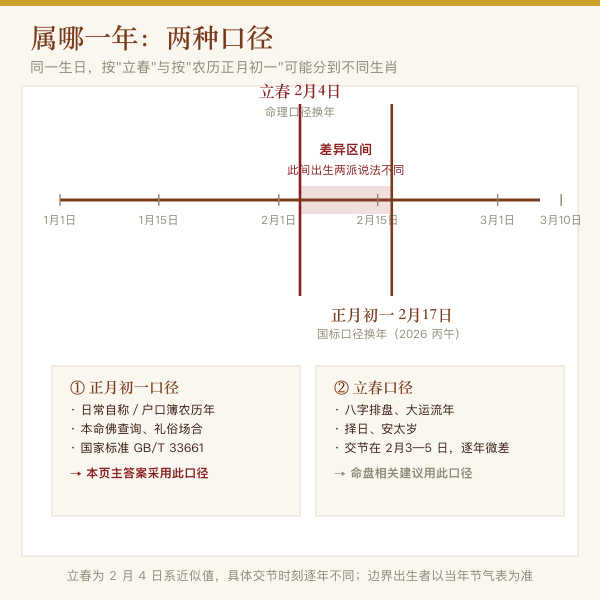 立春与春节两种生肖年口径对照图