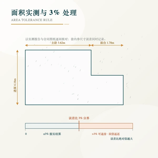 面积实测与3%误差处置刻度