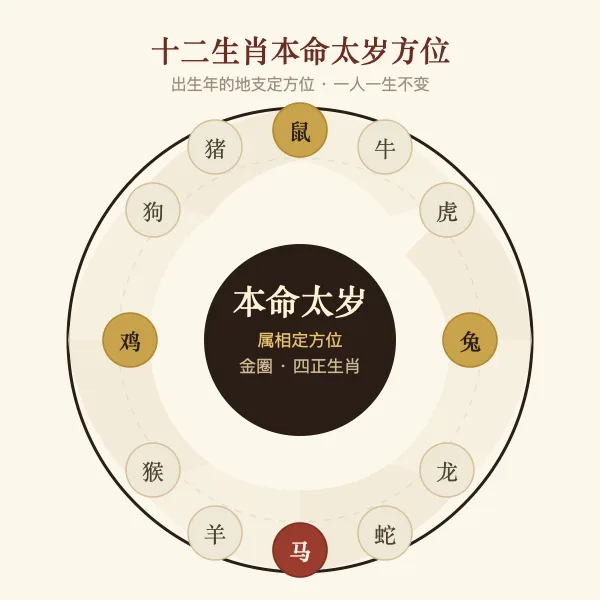 十二生肖本命太岁方位对照图