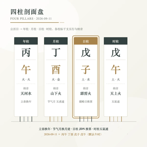 年月日时四柱盘与干支纳音对照