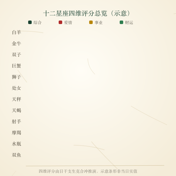 十二星座四维评分总览条形图