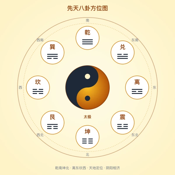 先天八卦方位图解